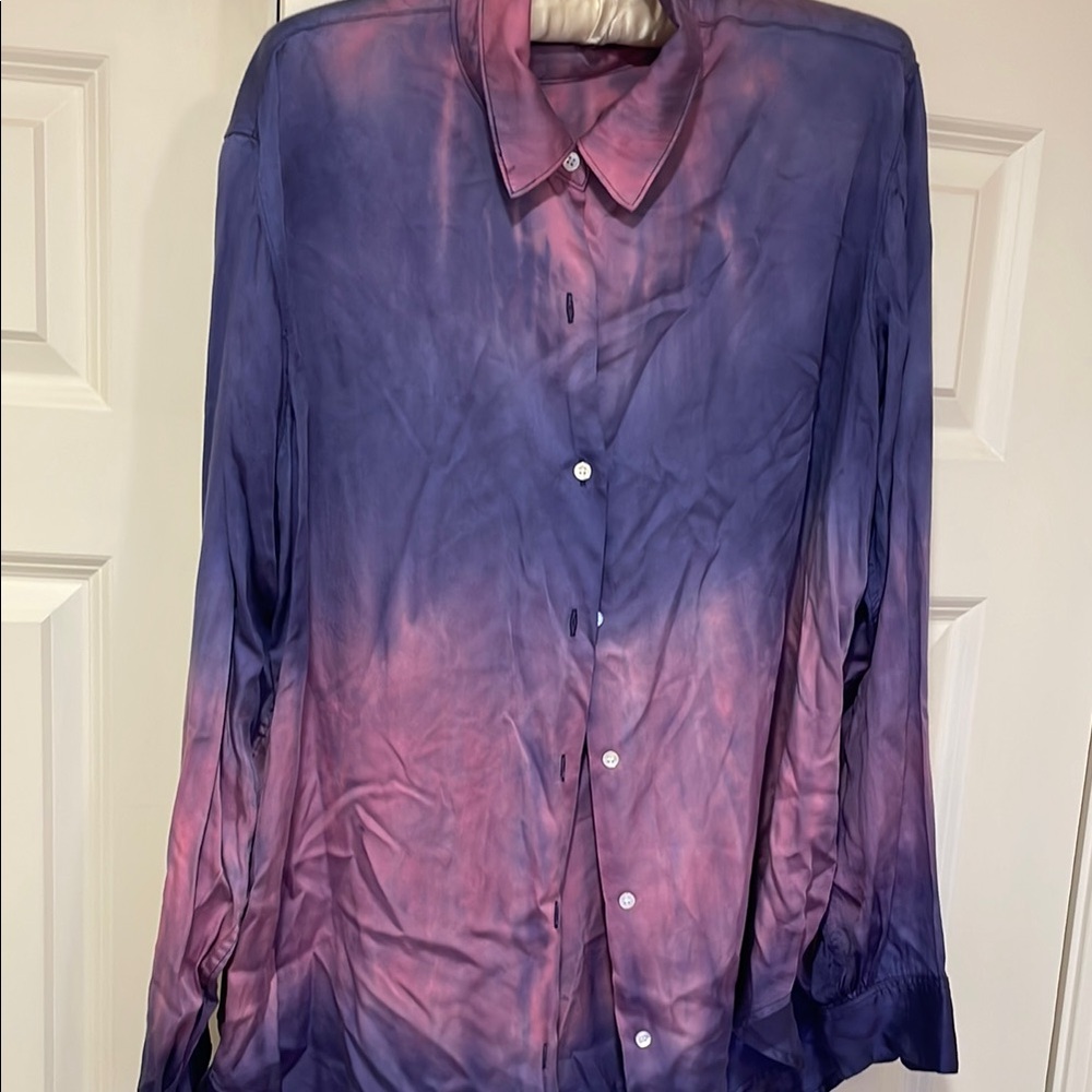 Purple and Pink Ombre Button-Up Shirt